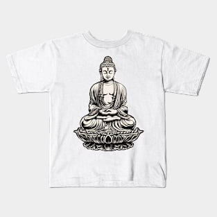 Buddha black and white Kids T-Shirt